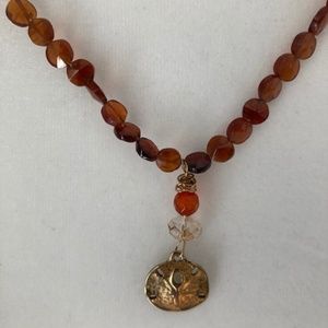 Brown Bead Starfish Necklace with Carnelian & Quartz Beads